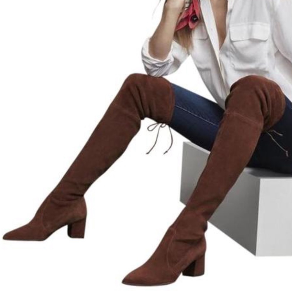 Stuart Weitzman over-the-knee brown suede boots